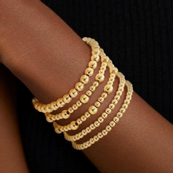 Gold Bracelets Set Women 14K Gold Plated Stackable Dainty Chain Jewelry - Picture 4 of 7